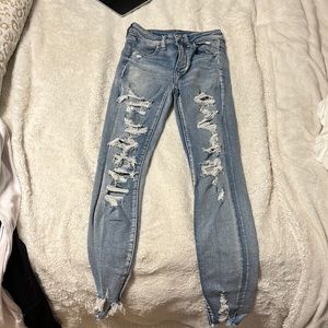 Light blue ripped next level stretch American Eagle Jeans, size 2